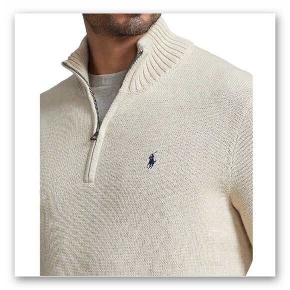 POLO Ralph Lauren  men's 100% cotton 1/4 zipper kint sweater - Picture 2 of 10